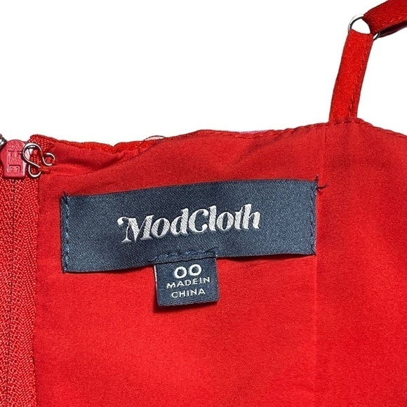 Modcloth Living Lightheartedly Red Floral Mini Dress 00 - Picture 8 of 11